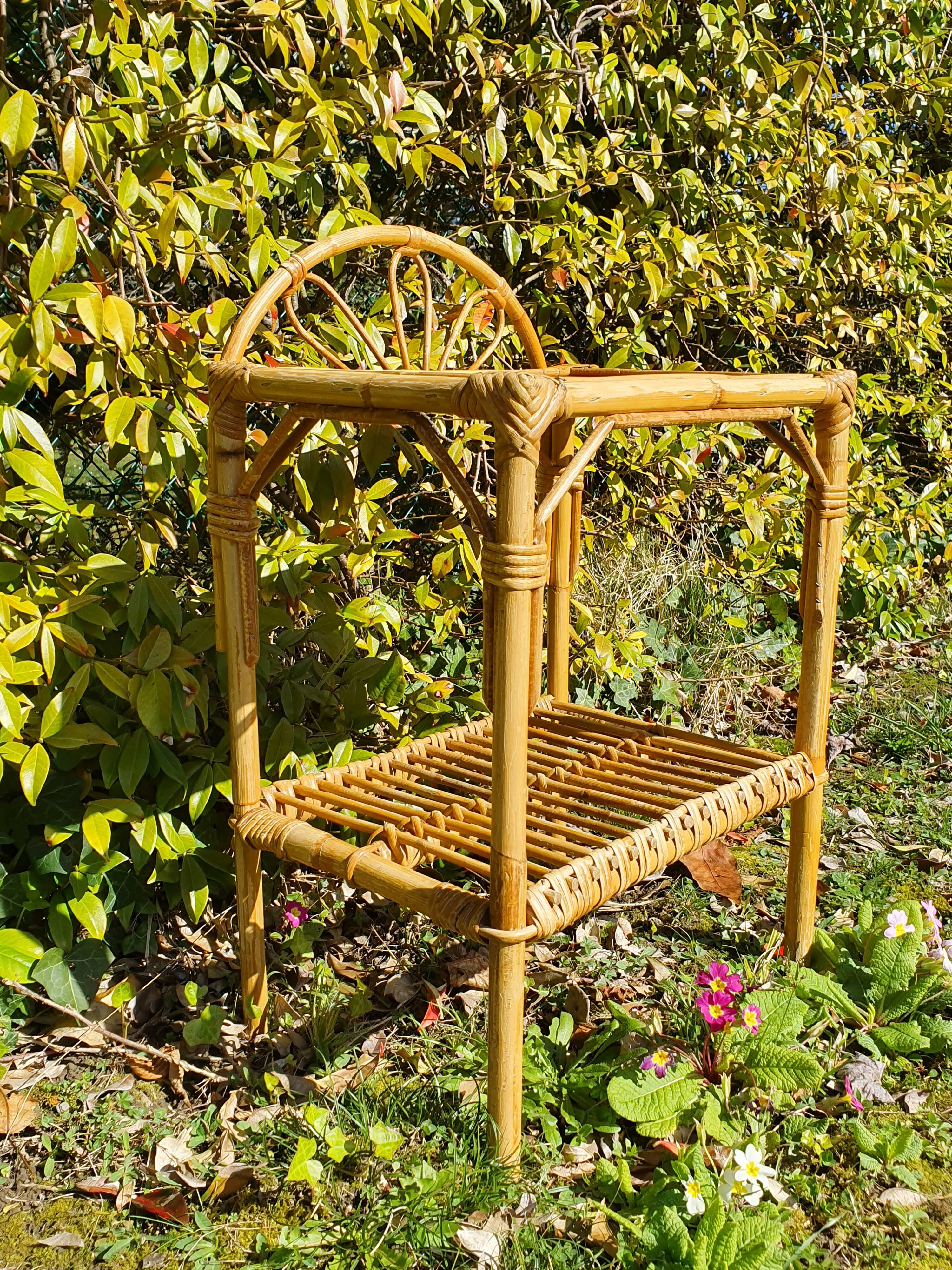 Vintage rattan bedside table