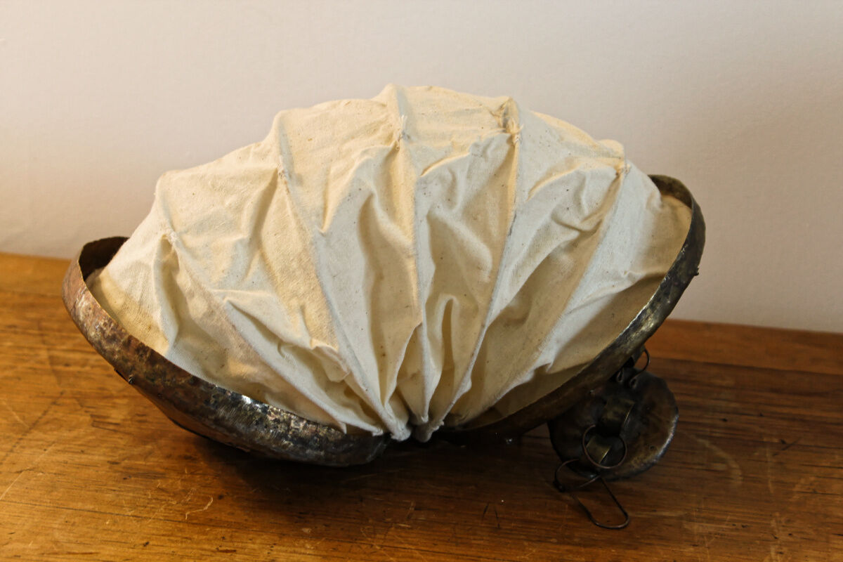 Lampion in natural cotton and metal