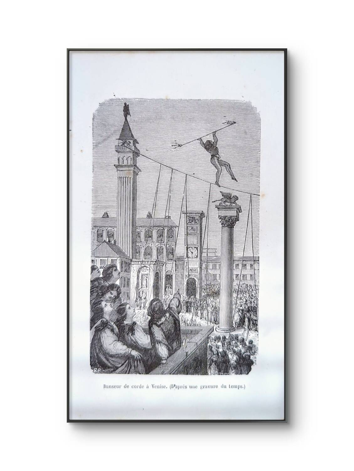 Printed in 1878, Rope Dancers in Venice, Italy.
