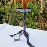 60s Wrought Iron Table Lamp with Upholstered Shade