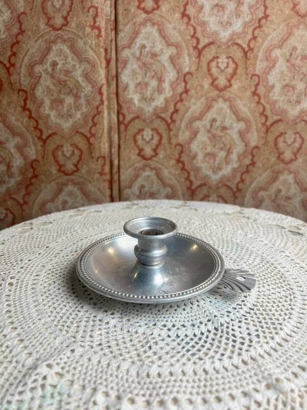 Silver aluminum hand candle holder