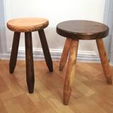 Two tripod stools wooden feet pencils