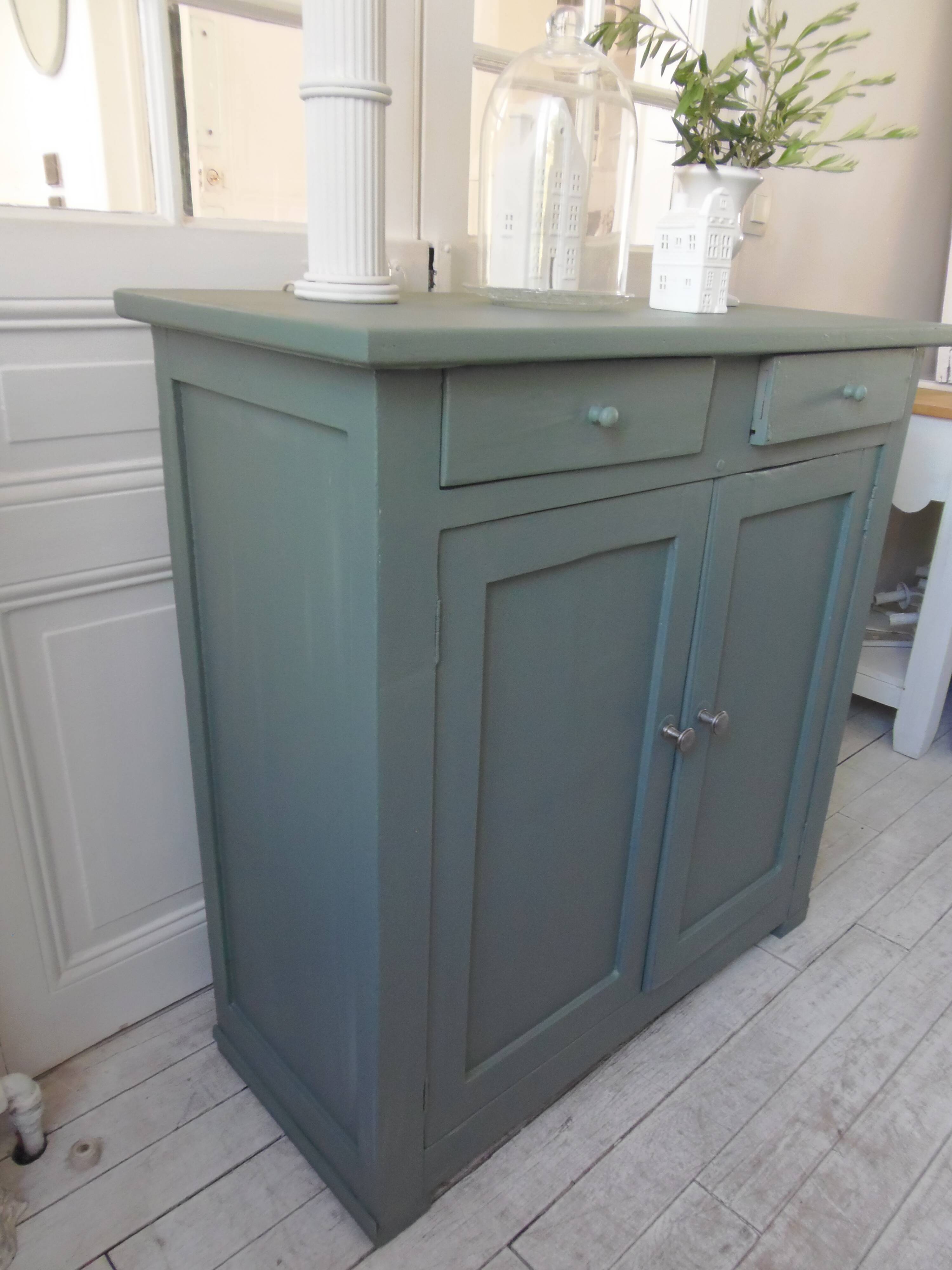 Vintage Parisian sideboard re-enchanted in smoky green.