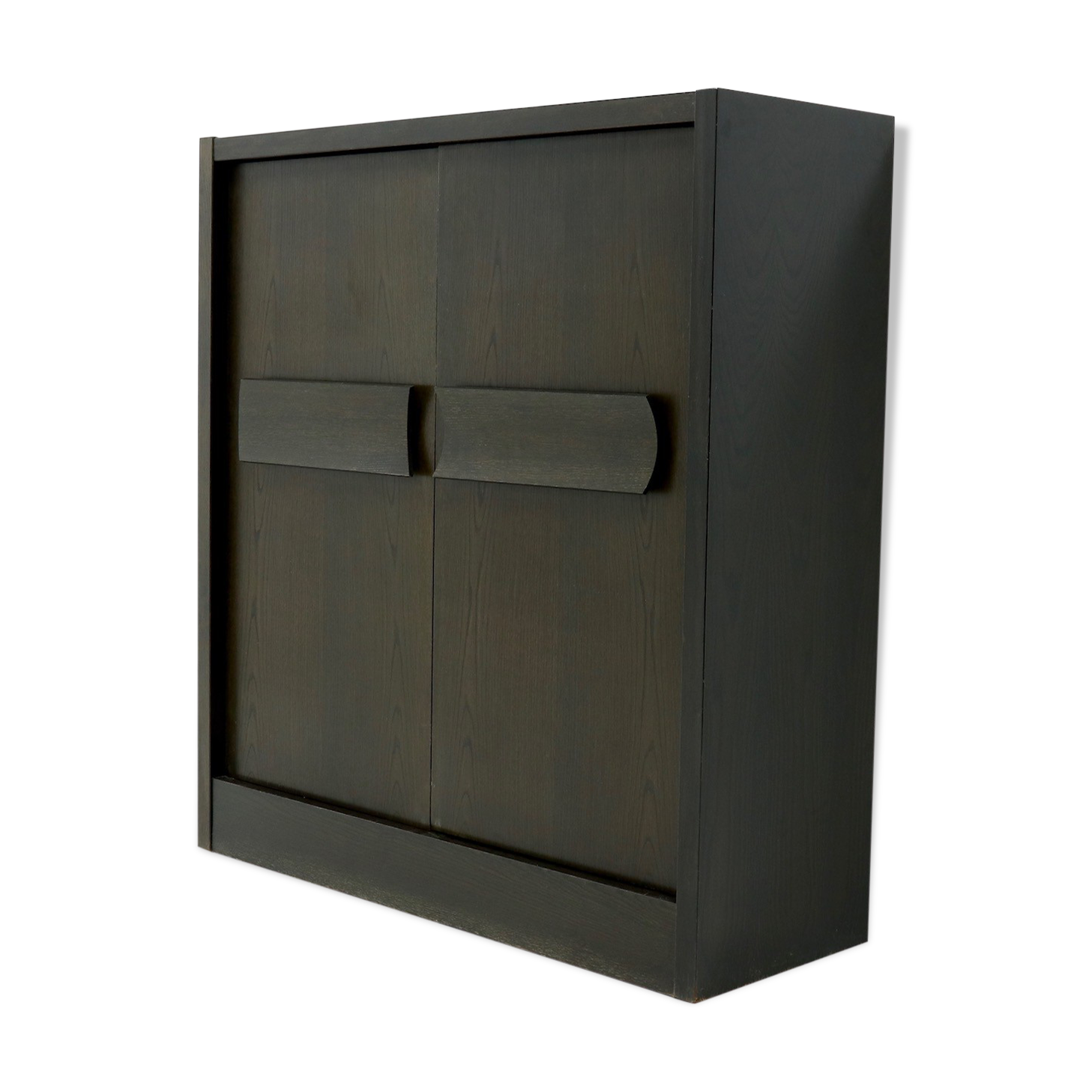 Brutalist Belgian Bar Cabinet in Dark Brown Stained Oak, 1970s