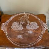 Plateau en verre décor cygnes
