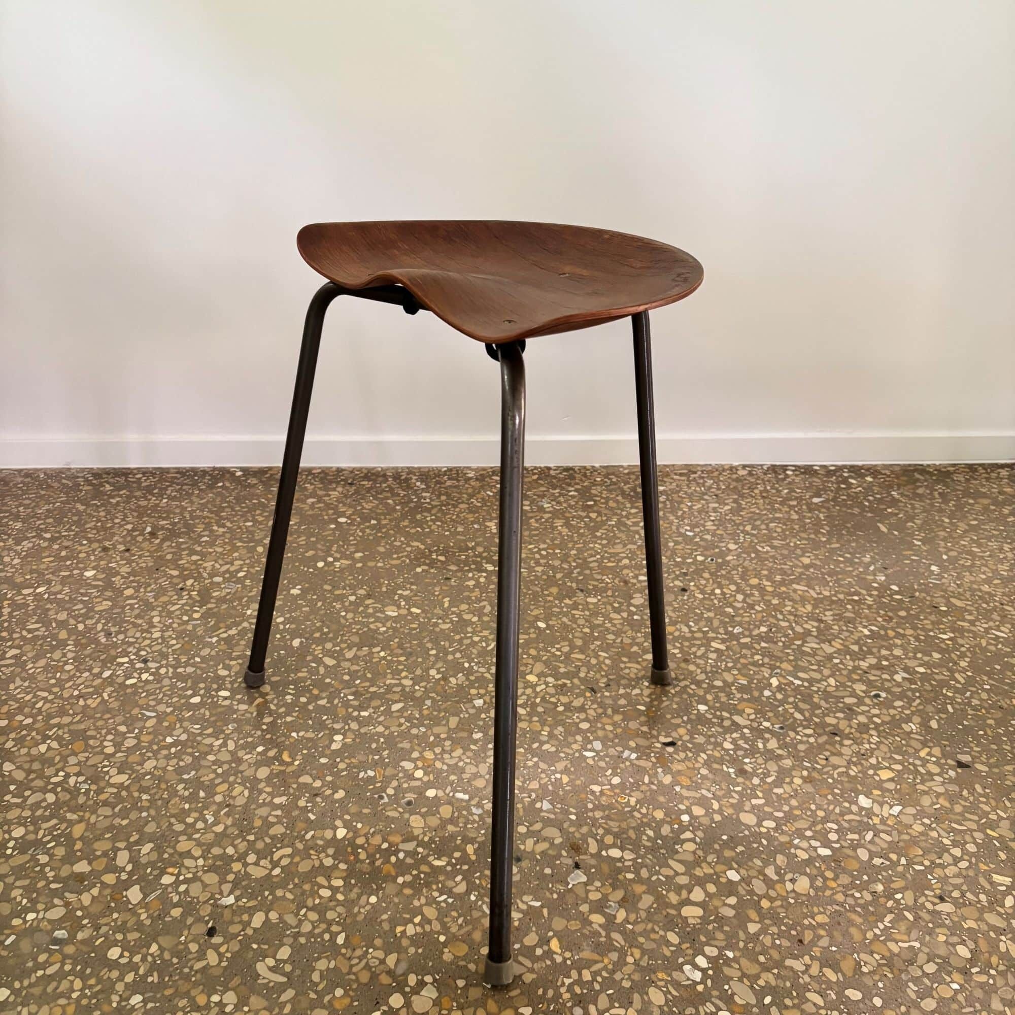 Rare tripod stool by Astor Glibstrup for Frederikssund Mobelfabrik, Denmark, 1950s