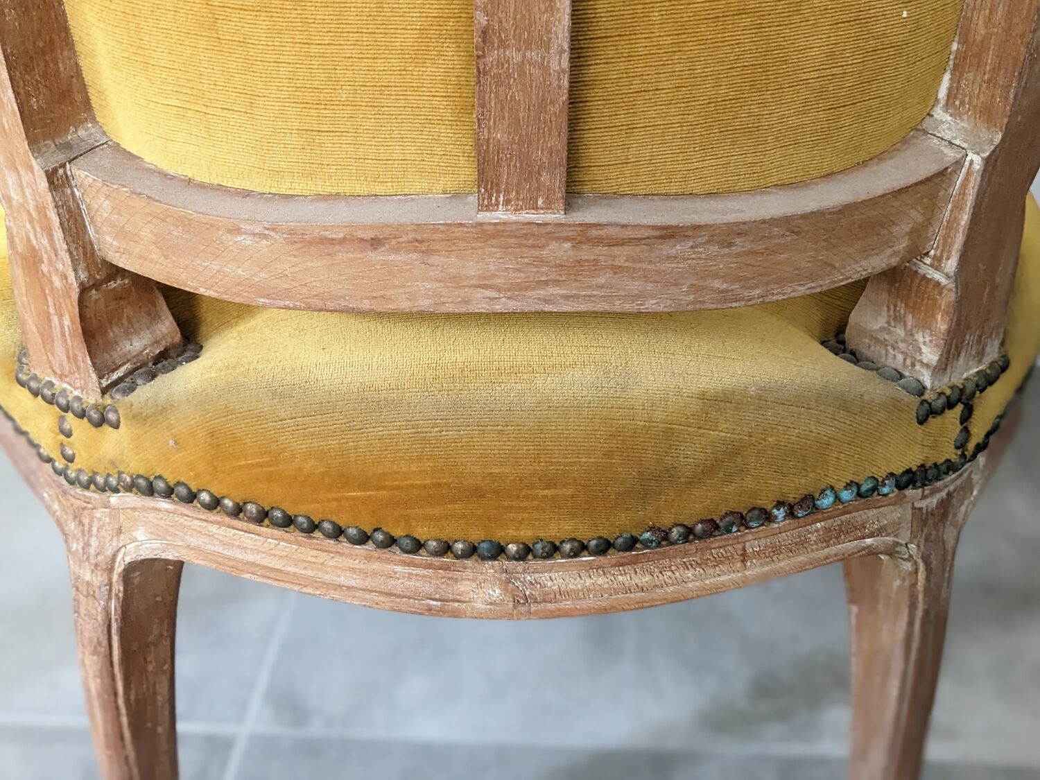 Vintage velvet convertible armchair mustard yellow