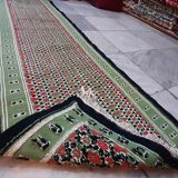 Moroccan hallway kilim carpet, handmade green Berber wool carpet  60x200cm