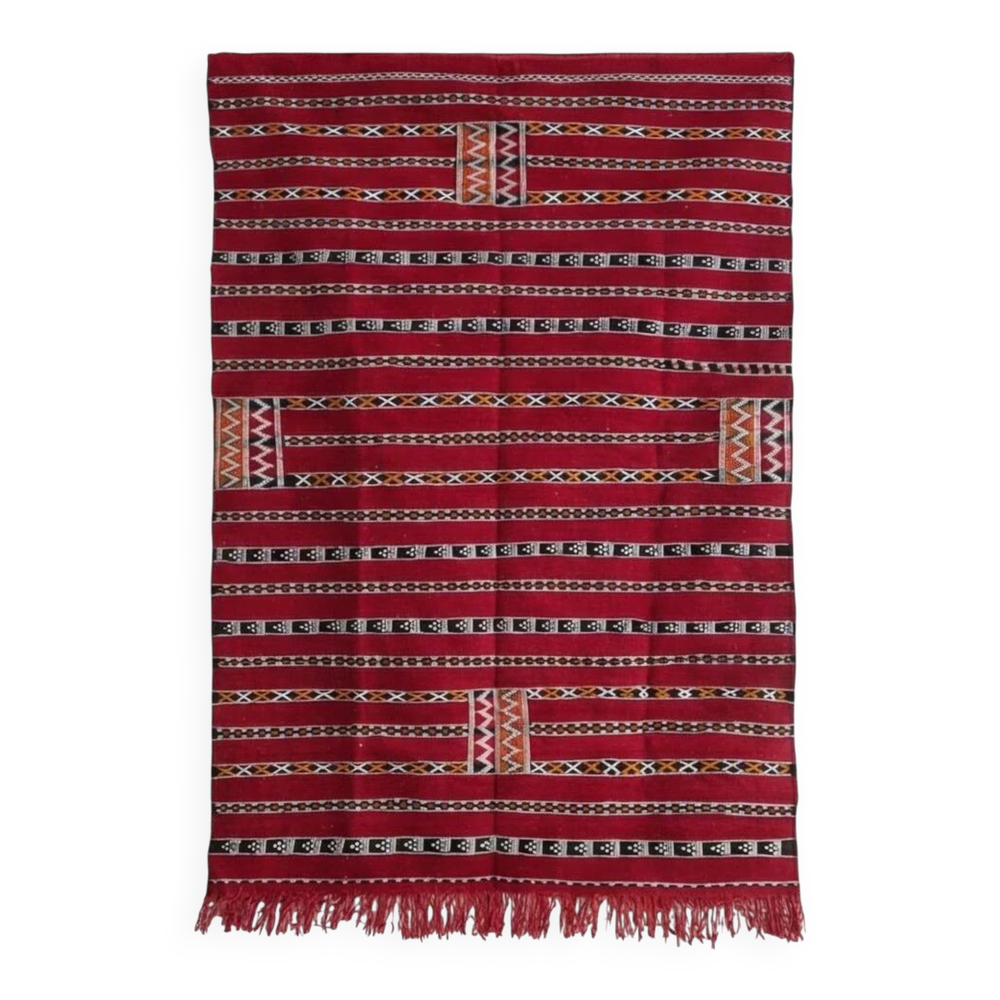 Tapis marocain kilim rouge 140x230 cm