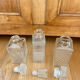 Set of 3 vintage whisky carafe bottles in molded glass