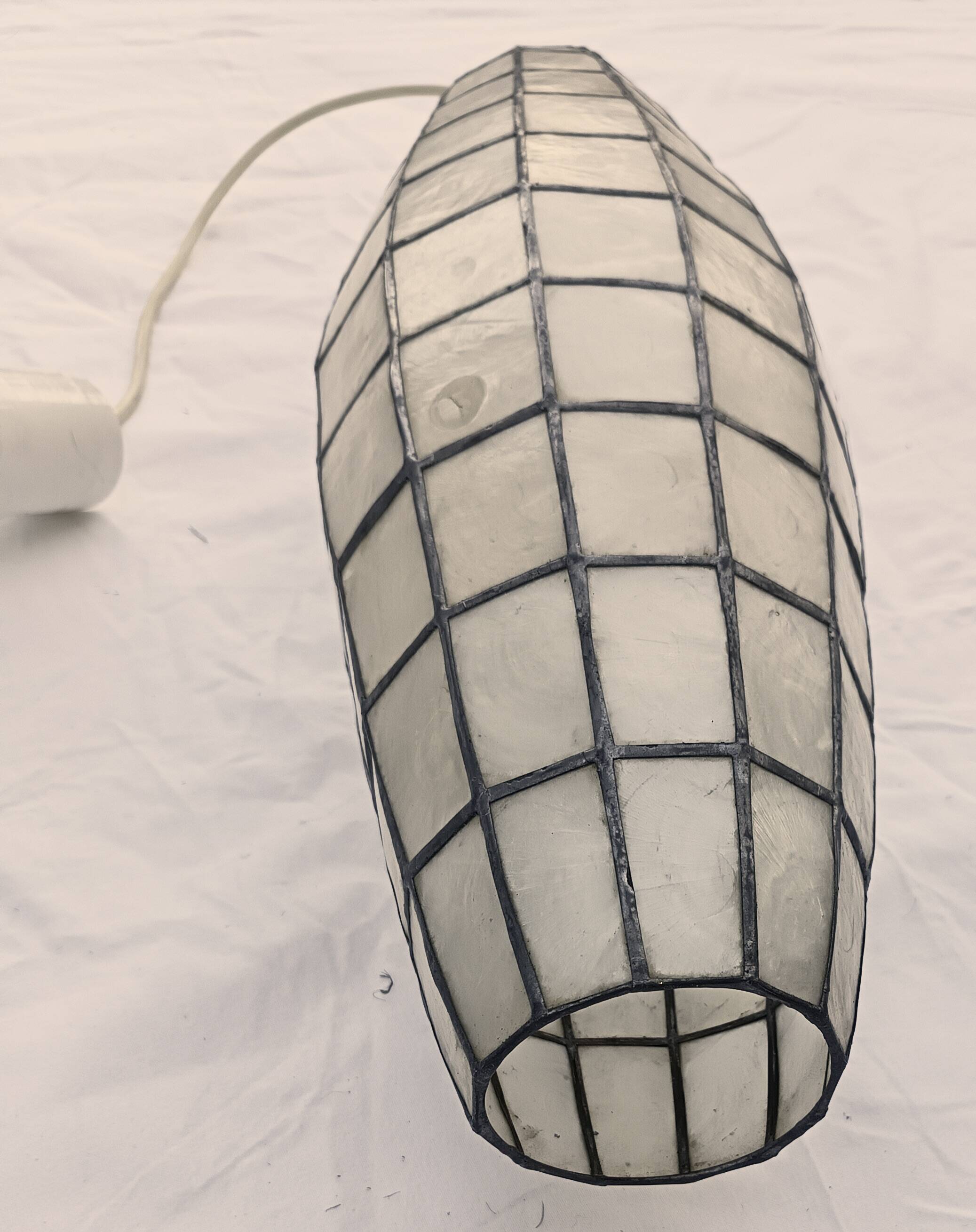 62cm spindle light fixture mother-of-pearl and brass from the 70s