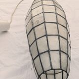 Luminaire fuseau 62cm nacre et laiton années 70