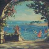 Labonne géo né en 1887-  vue de la baie huile sur toile signée