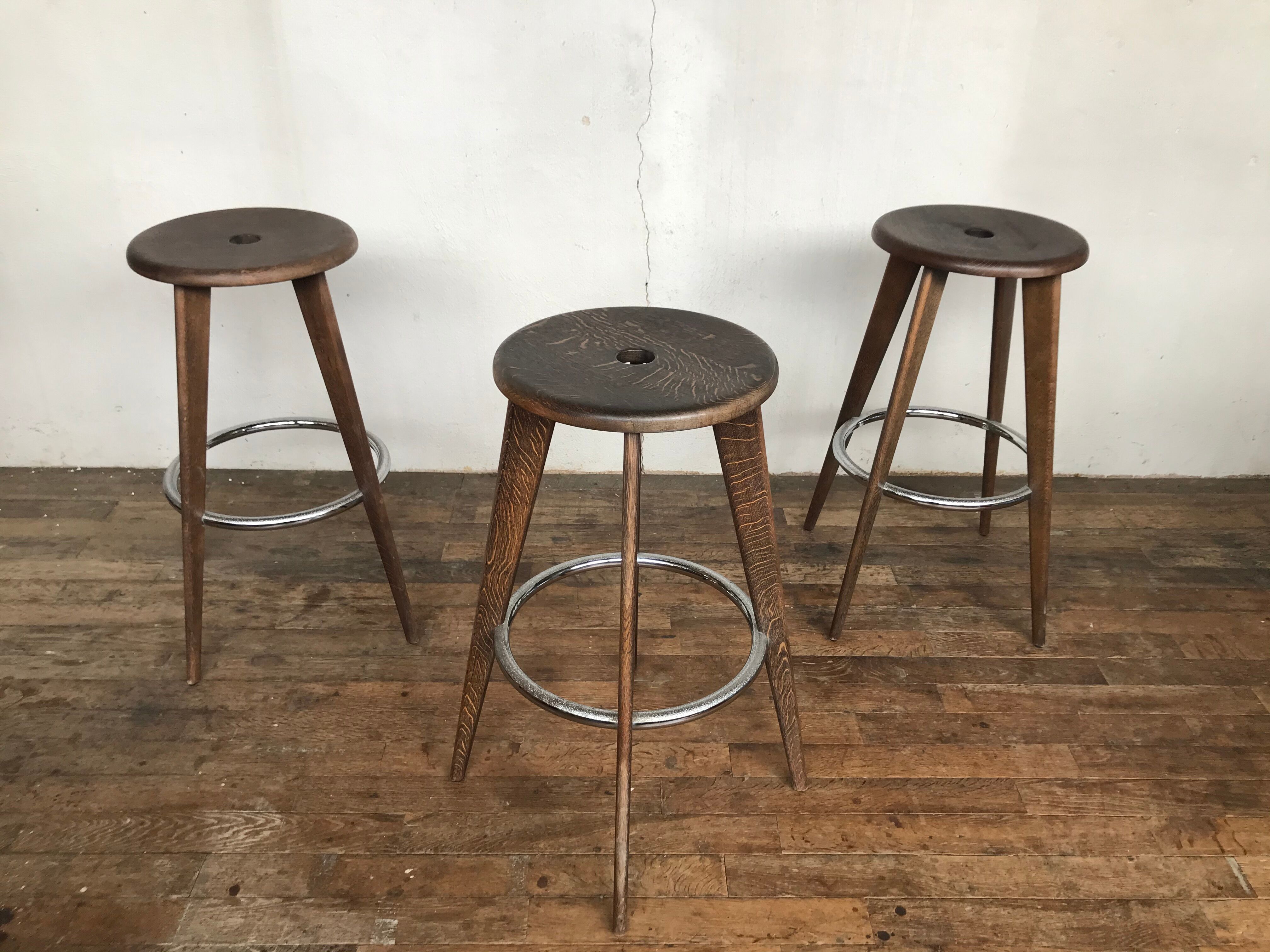 3 stools of bar design Jean Prouvé edition Vitra 2002