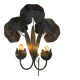 Golden brass wall lamp water lily 2 lights Hollywood Regency — 1970s