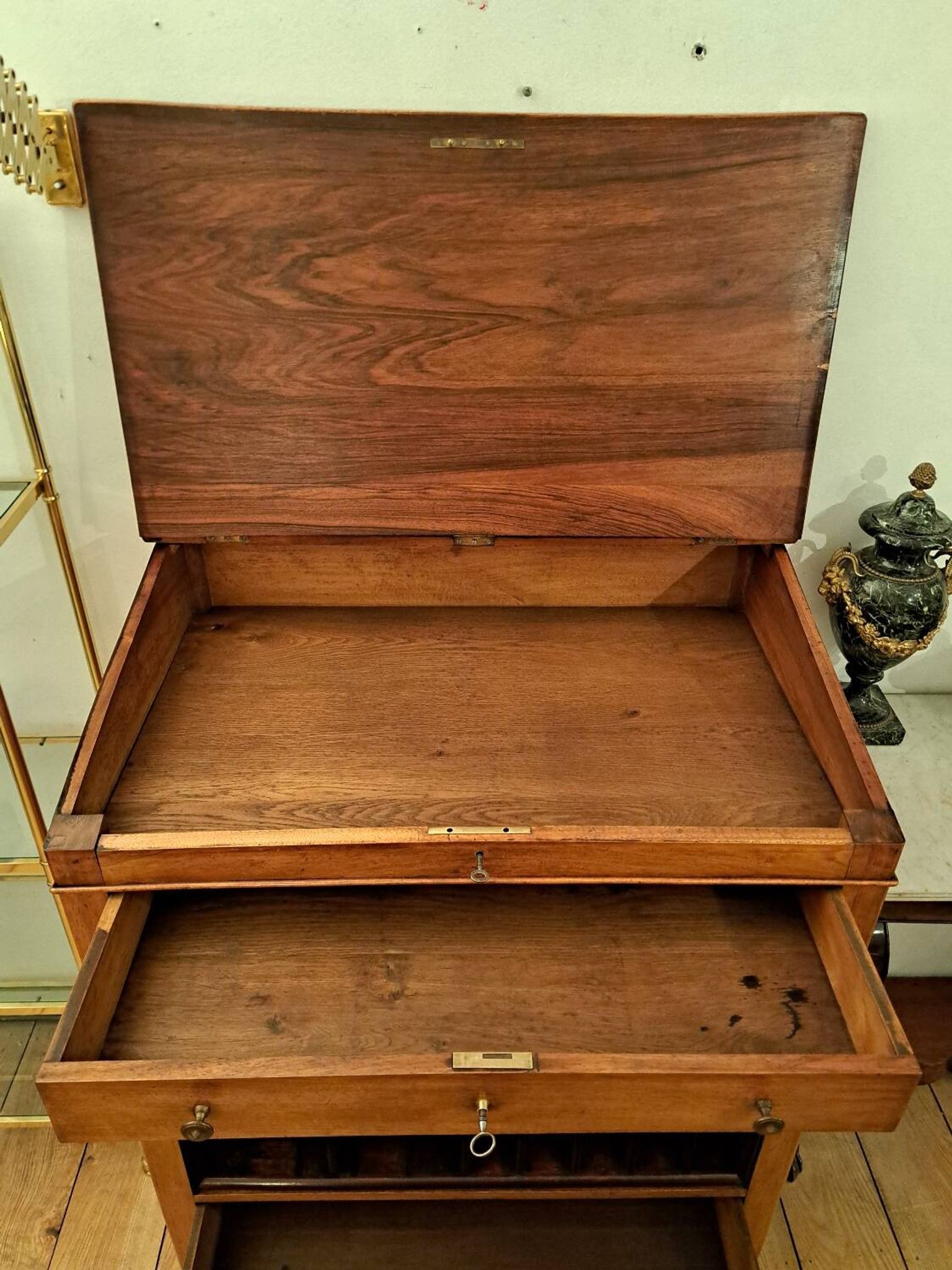 19th-century walnut writing desk.