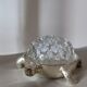 Pique-fleurs en verre de Reims 19 trous socle en métal argenté forme tortue