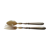 Vintage silver and horn salad servers