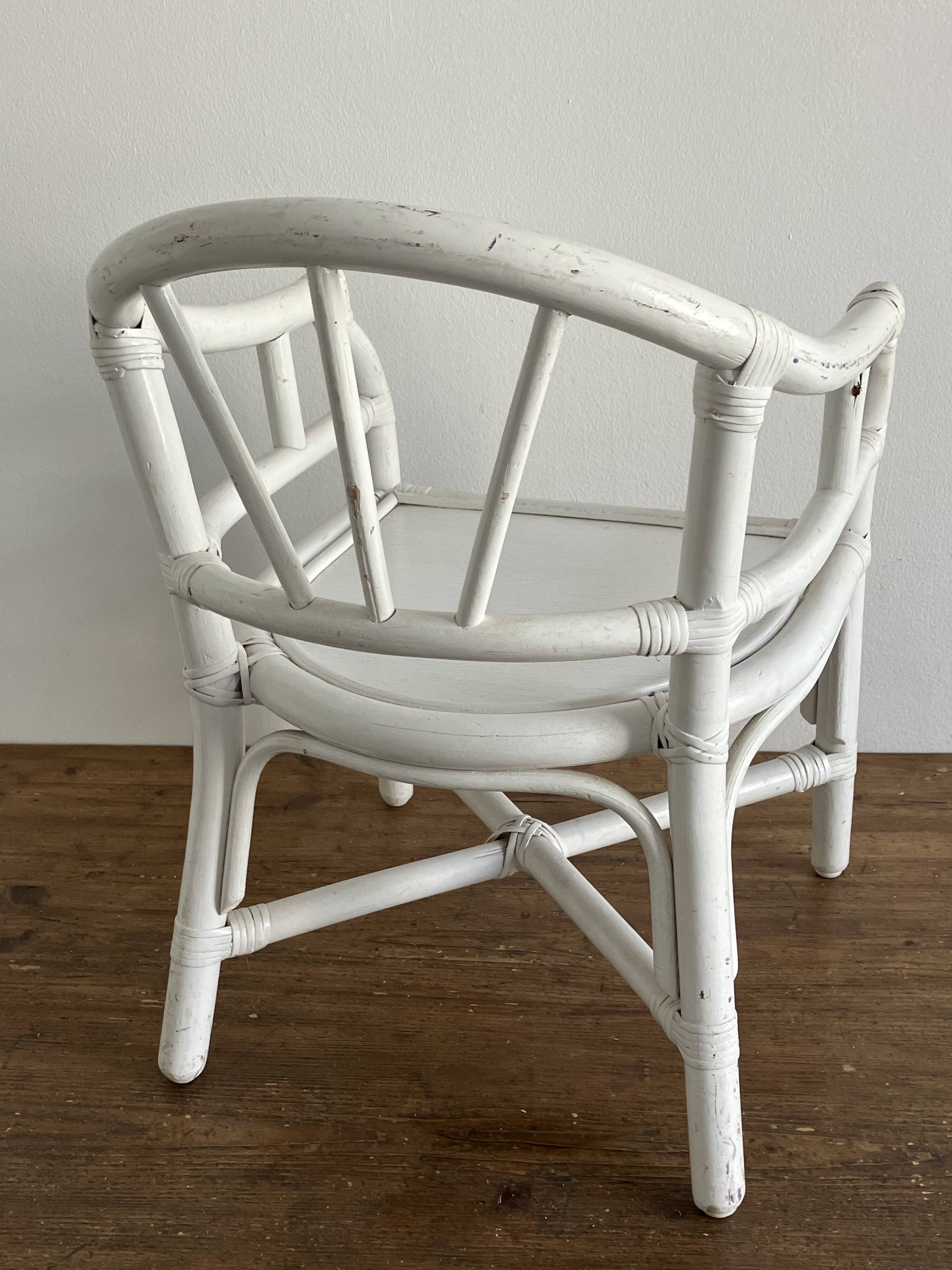 Children's armchair, white rattan