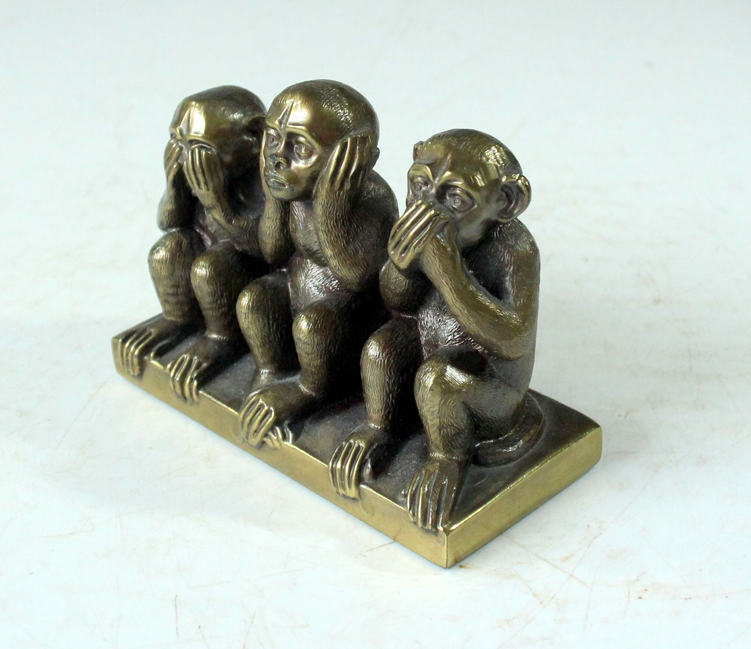 Presse-papiers singes en laiton, figurine, vintage des années 1950