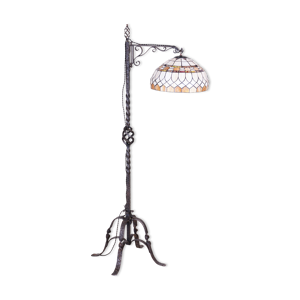 lampadaire art Déco en acier forgé, fabriqué dans les années 1920 en Tchéquie