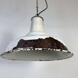 Industrial British White Enamel Factory Pendant Lamp from Benjamin, 1960s