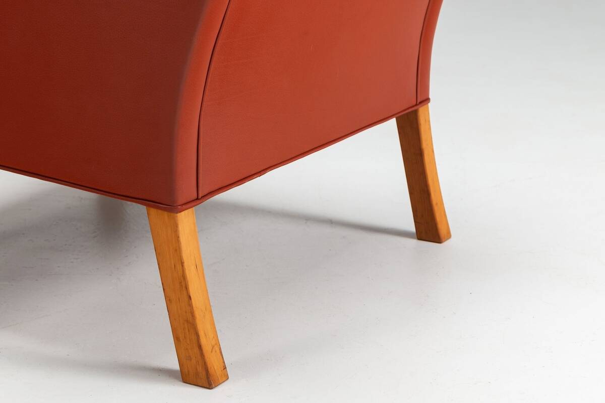 Borge Mogensen cognac leather lounge chairs Fredericia Stolefabrik Denmark 1963