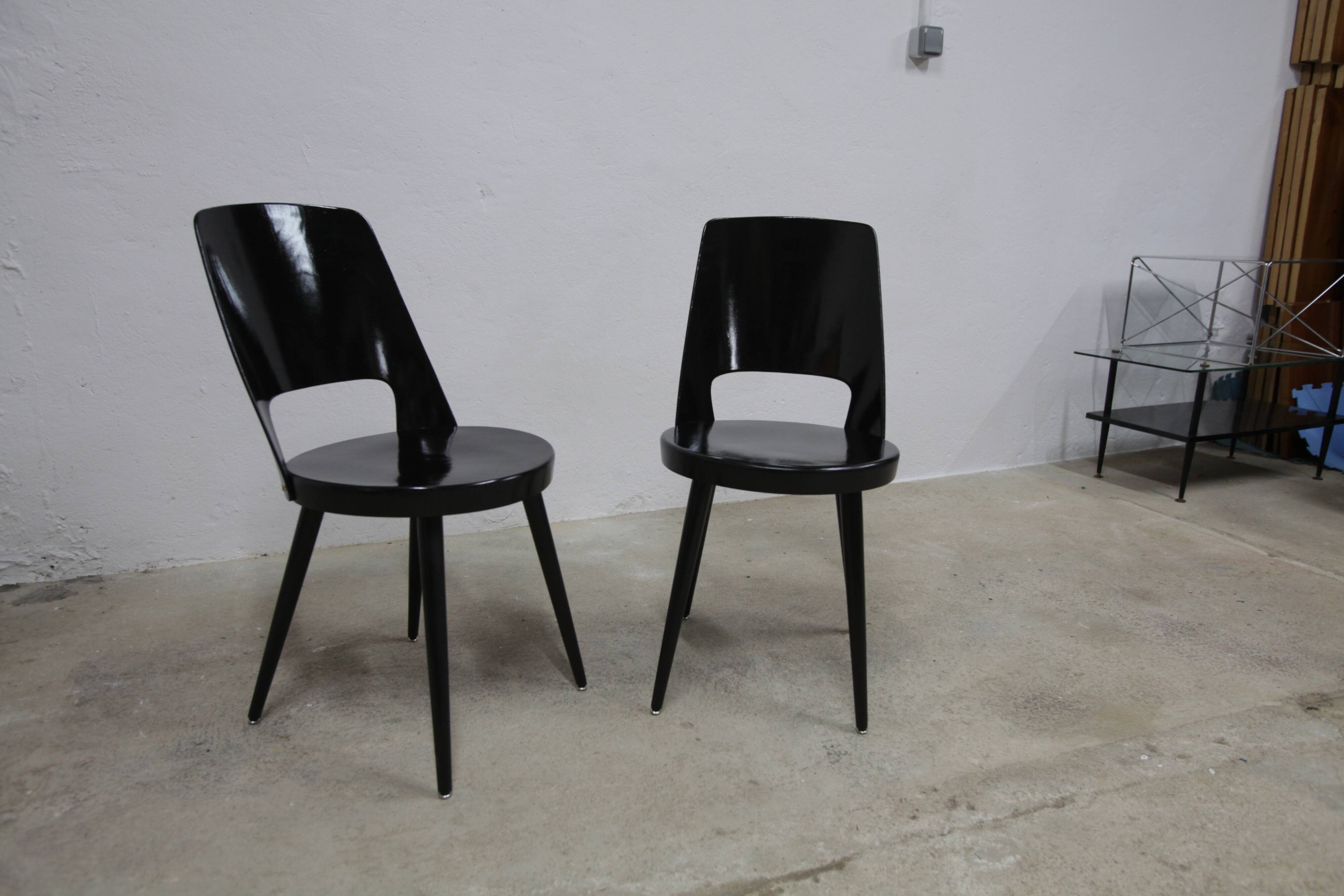Pair of Baumann Montdor model chairs restored black 1980