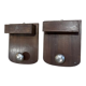 Paire de patères porte-manteau en bois massif et acier brossé années 1950