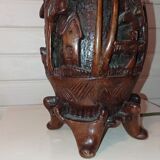 Carved wooden lamp