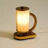 Rare and beautiful 1940s brass table lamp with opal glass shade
