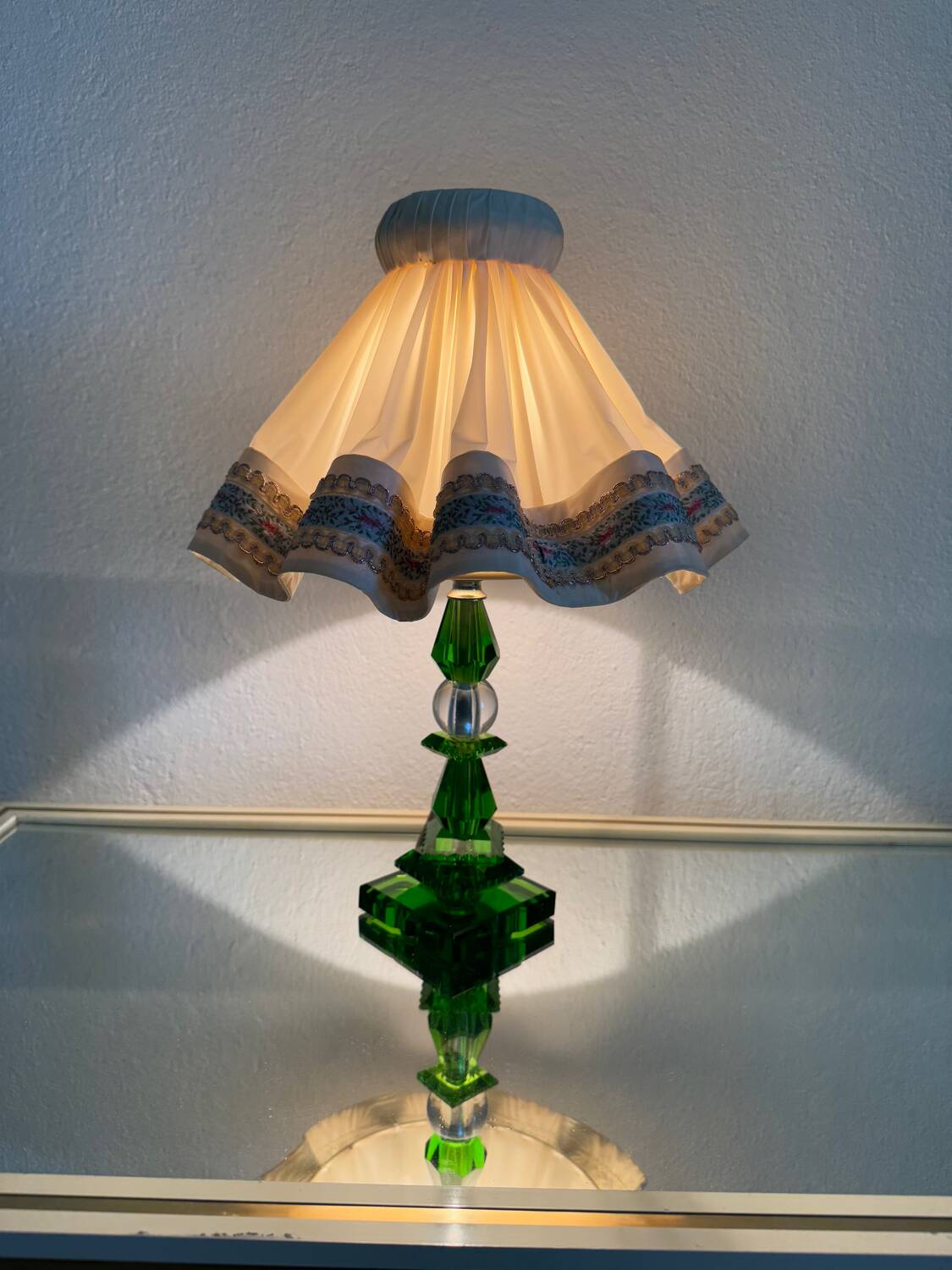 Lampe cristal émeraude Art Déco