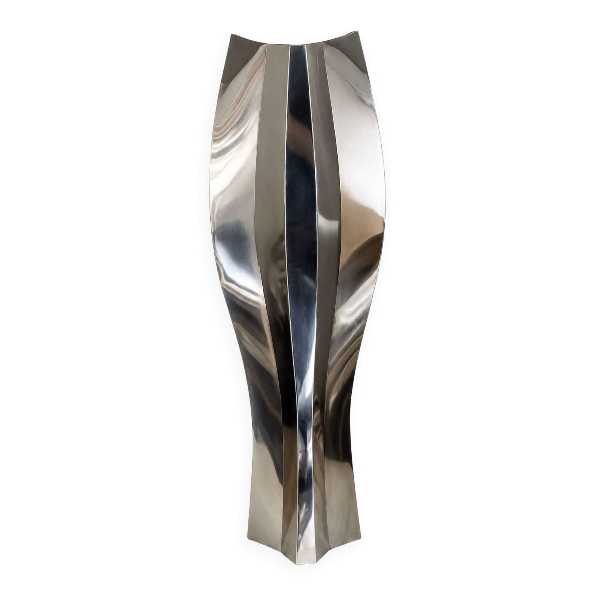 Large sculpture vase signed – polished mirror stainless steel – circa 199