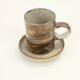 Lot of 4 espresso cups and 4 sub cups in Japanese "Raku" style