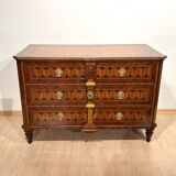 Austrian Louis XVI Commode in Walnut Veneer with Inlays and Gold Plate, 1790s