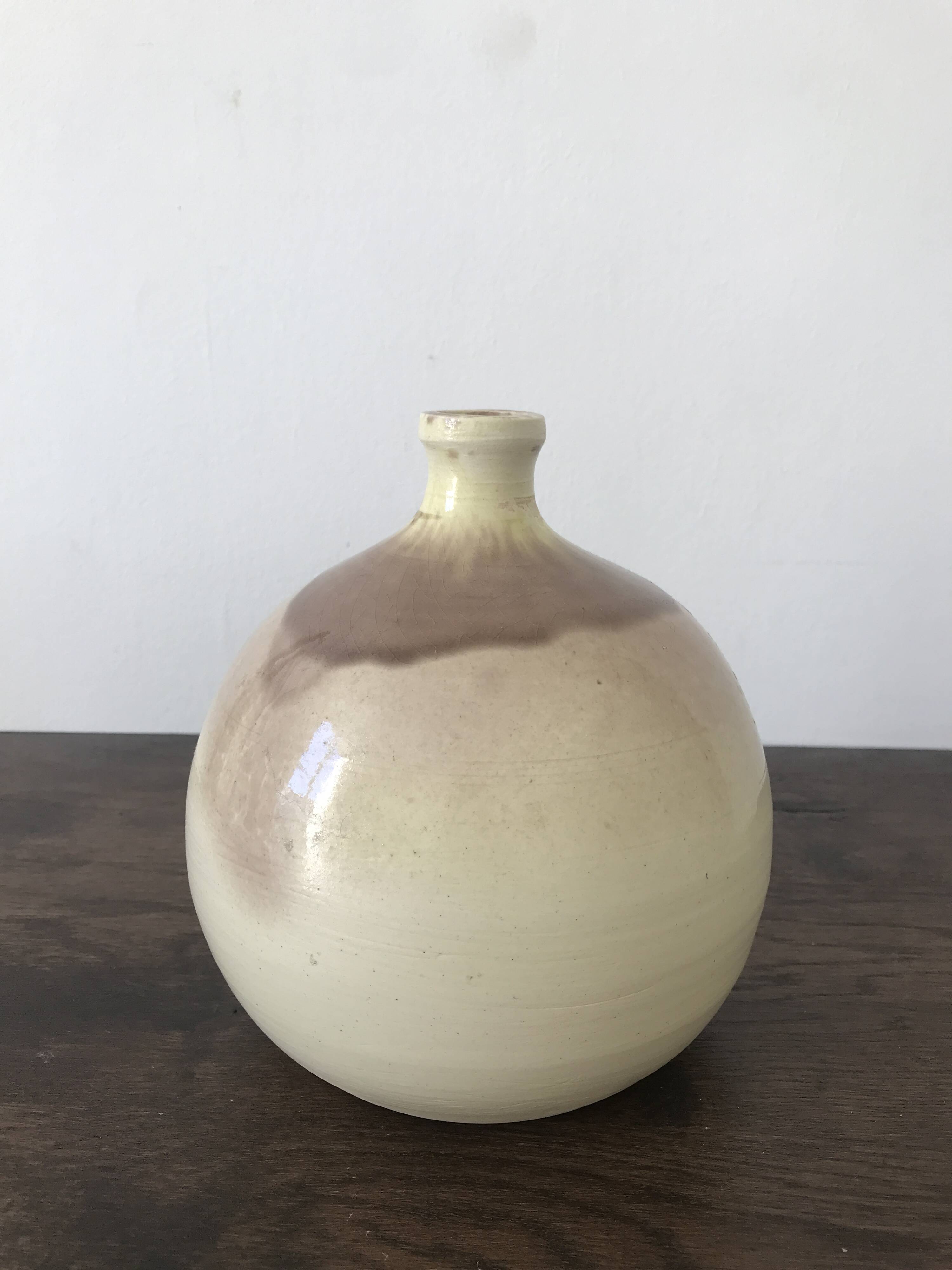 Artisanal ceramic ball vase lamp base, Laroquebrou pottery