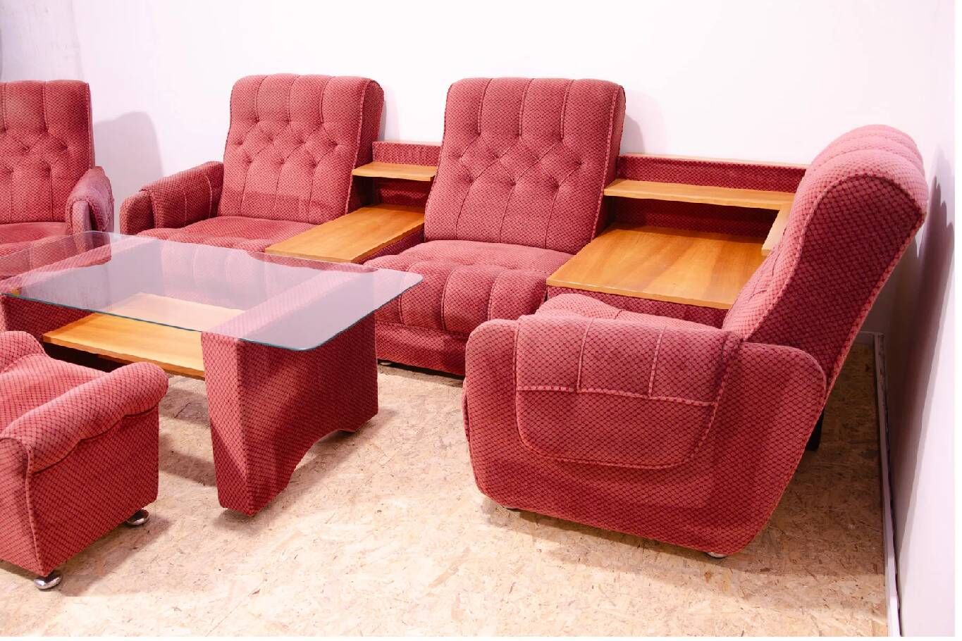 Living room set vintage Eastern Bloc seating set 1980s Czechoslovakia