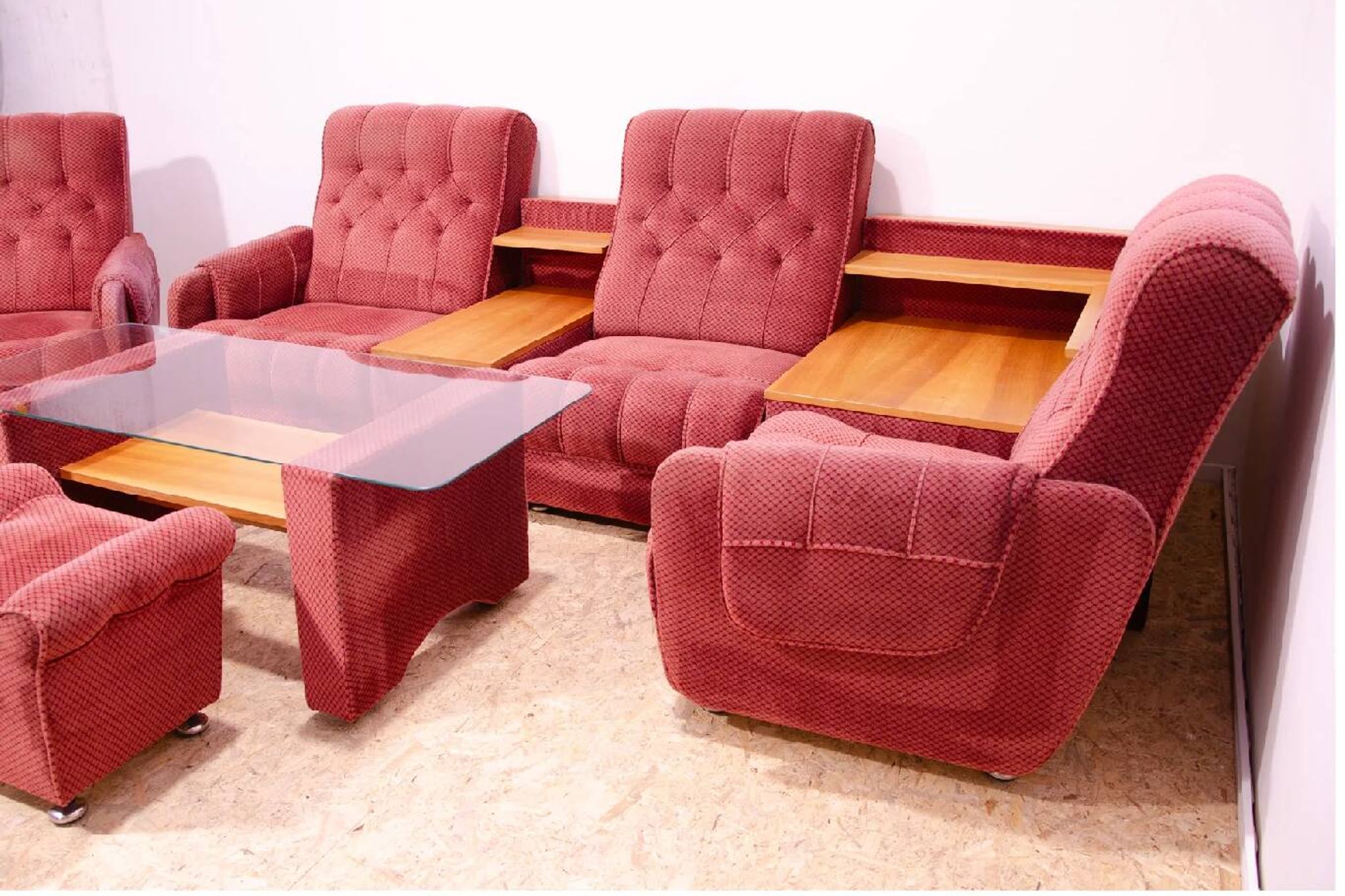 Ensemble de salon vintage de sièges du Bloc de l'Est des années 1980, Tchécoslovaquie.