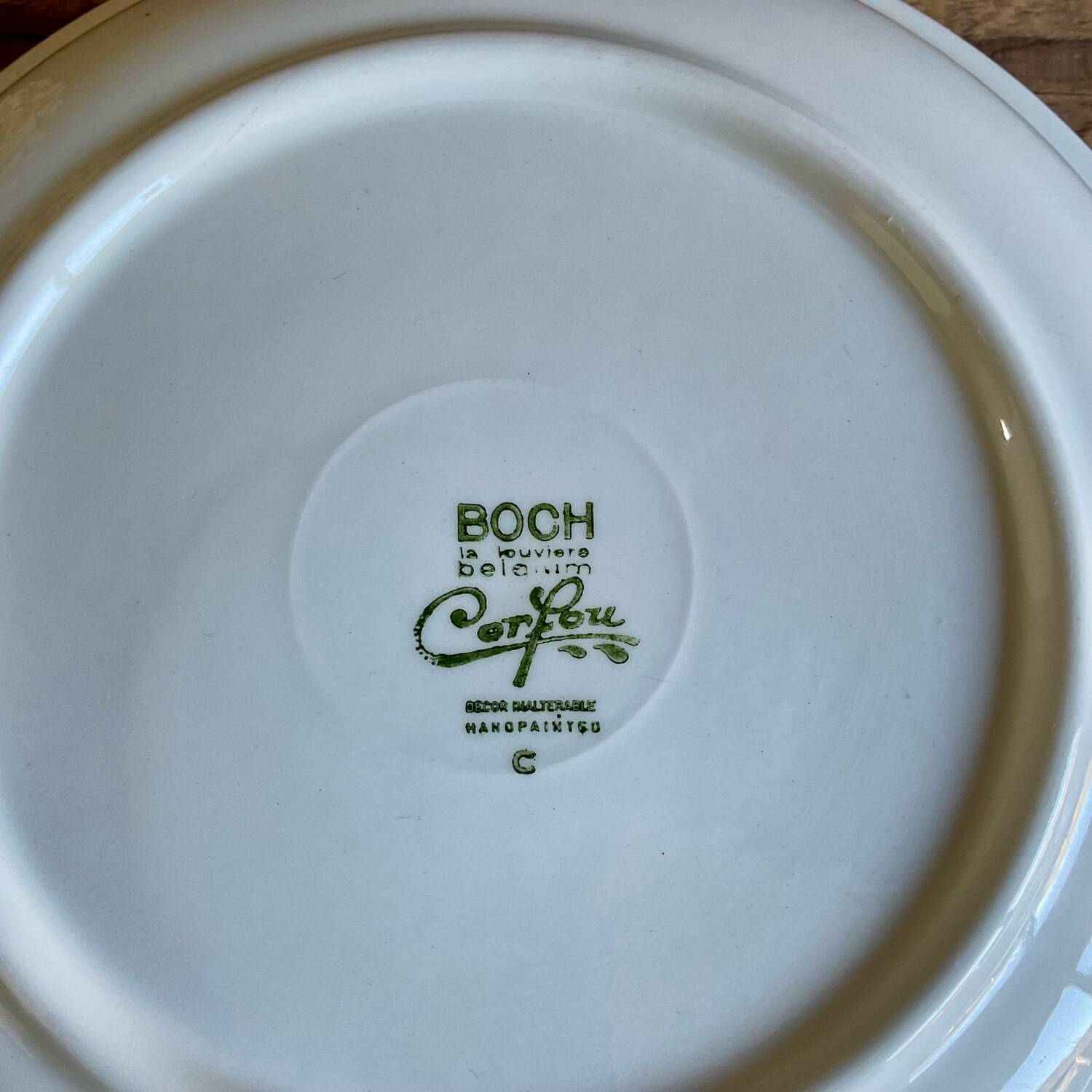 6 vintage Boch La Louvière “Corfou” soup plates