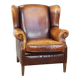 Vintage Sheepskin Leather Wingback Chair