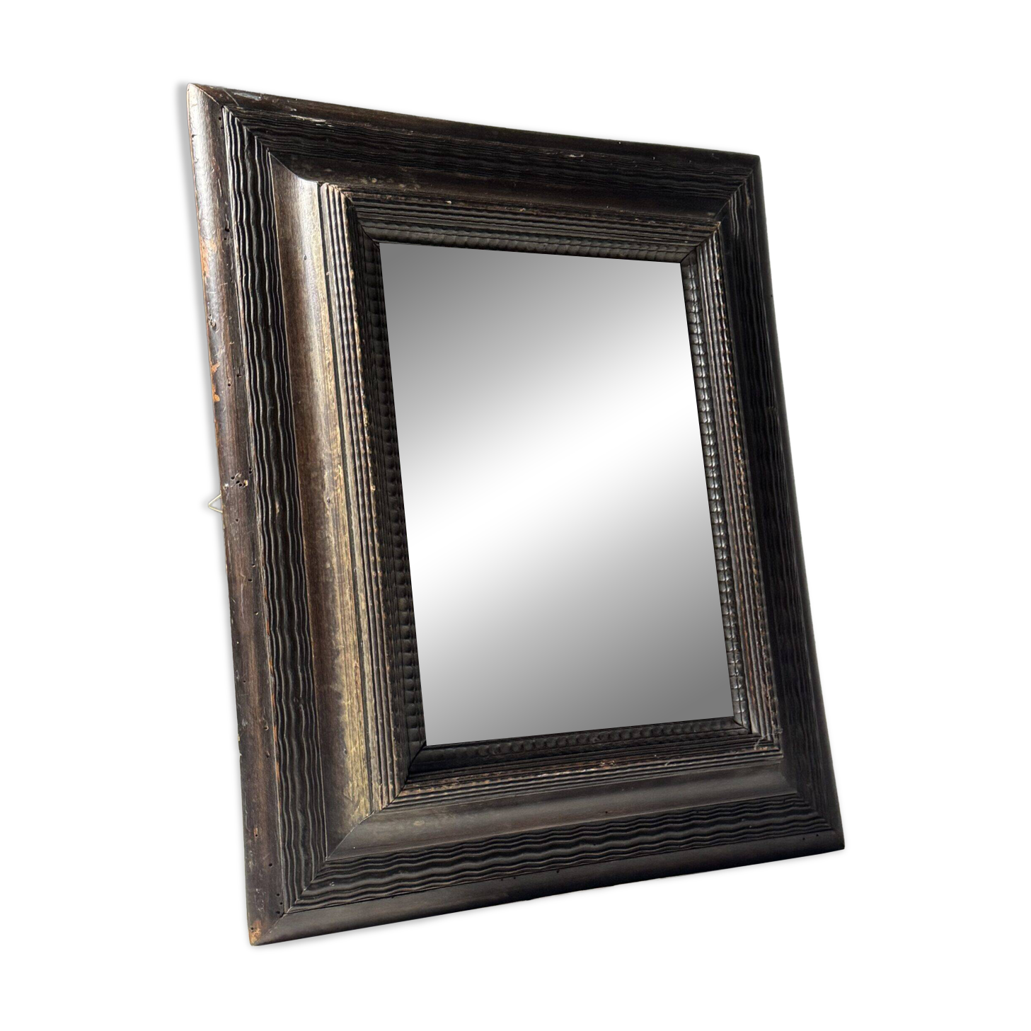 Miroir à cadre ondulé brun du XXe siècle