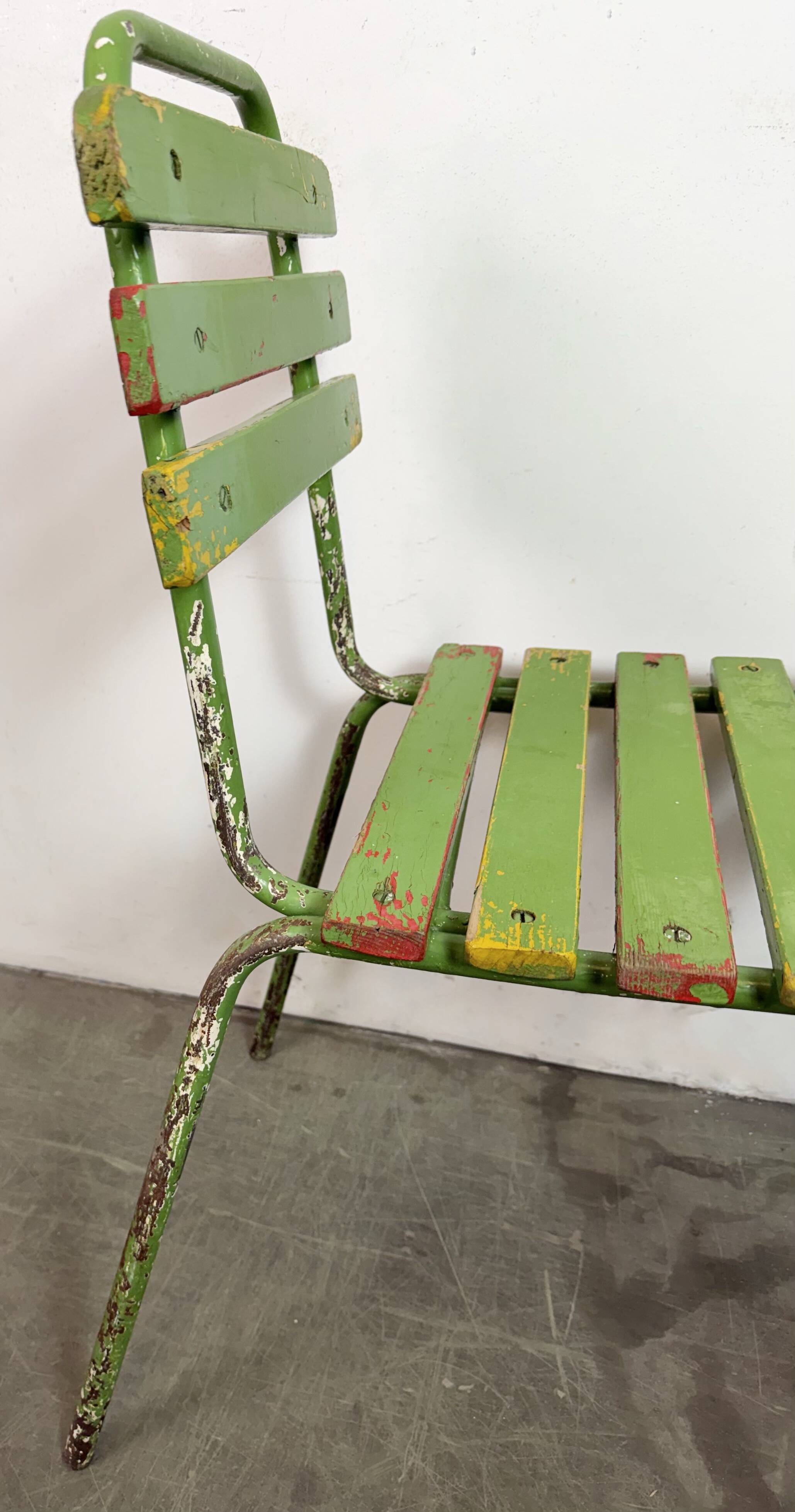 Chaise industrielle verte vintage, années 1960
