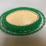 Old green scoubidou basket