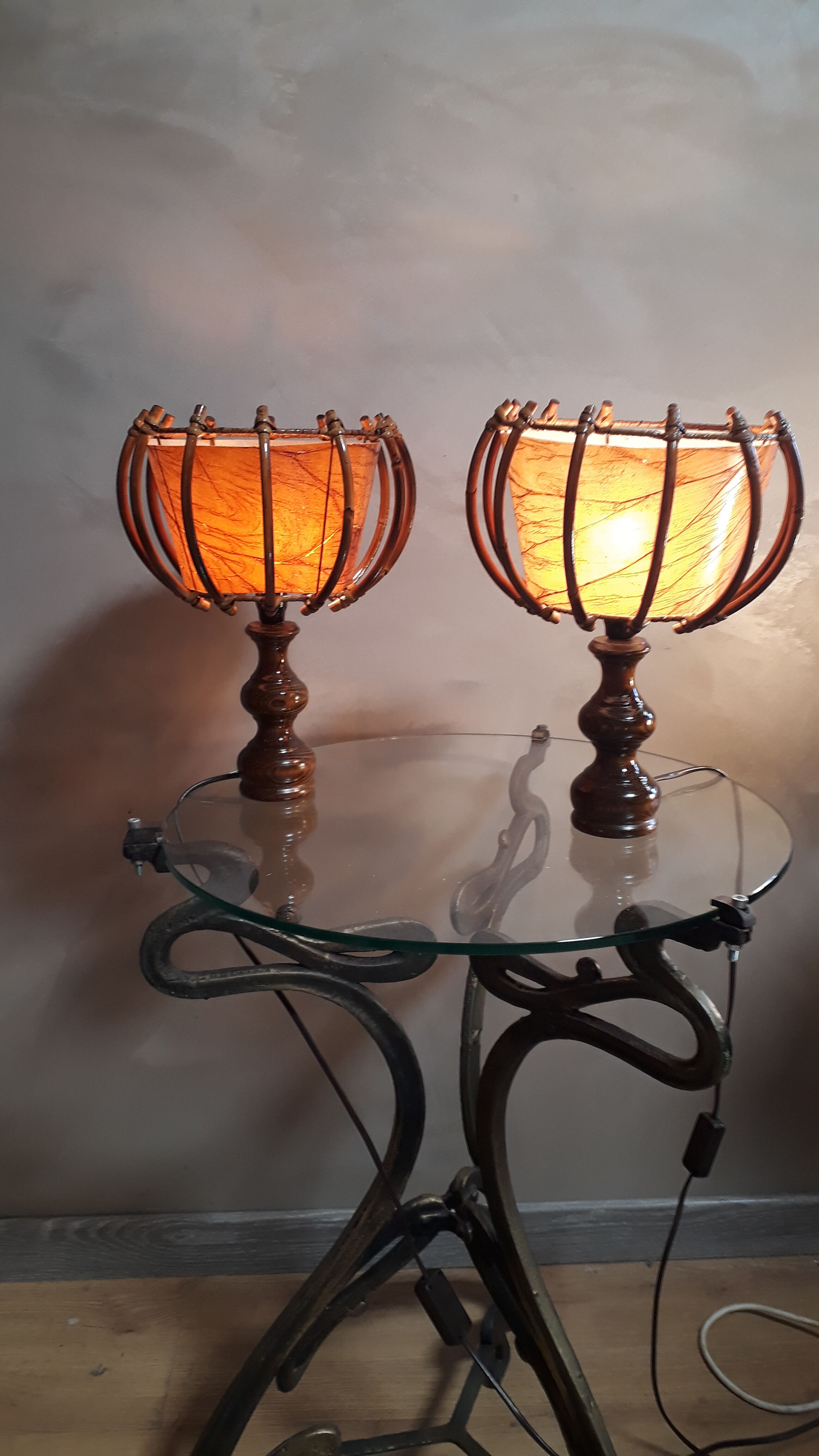 Scandinavian wicker lamps set 1960s
