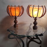 Scandinavian wicker lamps set 1960s