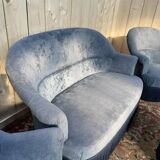 Salon crapaud comprenant cabale et fauteuils + pouf