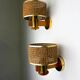 Pair of vintage rattan & wood wall sconces, Italy, 1970s