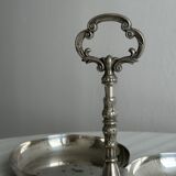 antique tripartite dish with carved handle