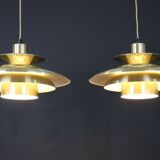 Rare golden pair of Danish design lamps - Jeka Metaltryk model 1017 - great condition.