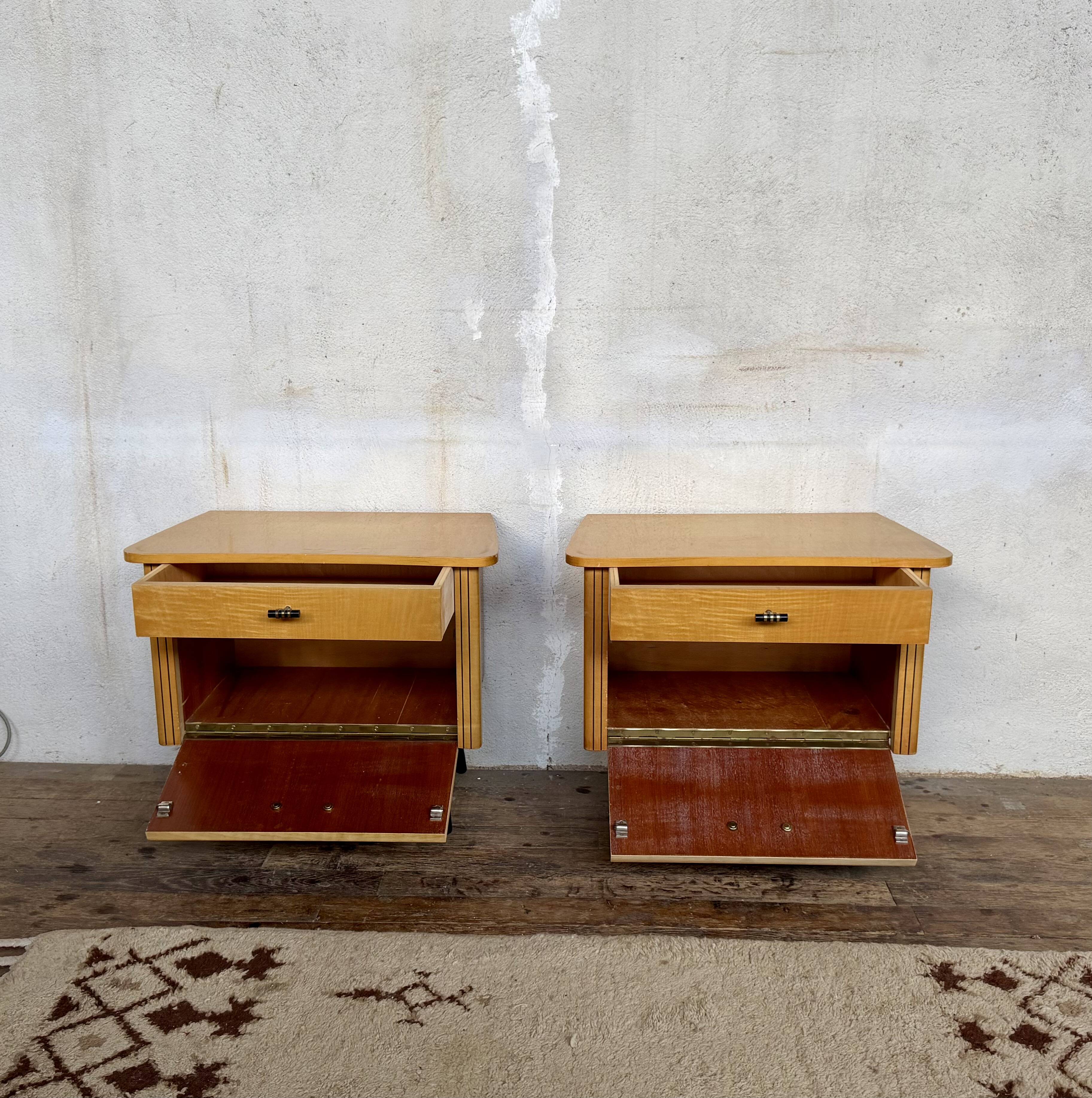 🌟 Vintage 1960s bedside tables – 1 drawer & 1 hinged door 🌟